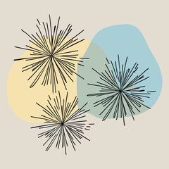 Abstract Botanical Floral Line Art with Modern Earth Tone Shapes,Contemporary Boho Botanical Wall Art in Soft Pastel Tones,Aesthetic Botanical Line Art with Soft Earth Colors,