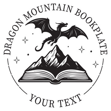 Dragon Mountain Bookplate Design, Book Embosser, Custom Ex Libris Stamp, Floral Bookplate Stamp, Personalized Library Embossing, Book Lover Design