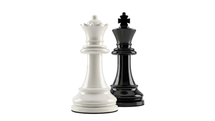 Black and White Chess Pieces: King and Queen