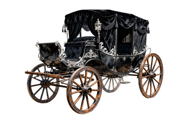 Fototapeta premium Vintage Ornate Black Horse-Drawn Carriage