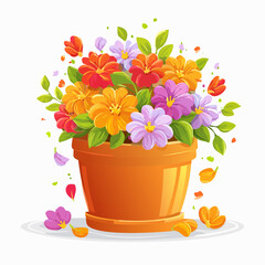 Colorful flowers in orange pot nyepi day.