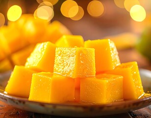 mango; fruit; cubes; serving; fresh; tropical; food; ripe; juicy; organic; healthy; yellow; dessert; summer; natural; nutrition; vitamin; antioxidant; vegan; vegetarian; sweet; exotic; clean; diet; fo