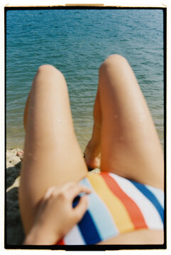 Relaxing on the beach under the sun in summer