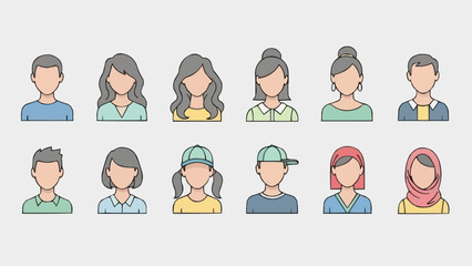 Diverse Group of People Avatars Representing Different Ages and Genders.