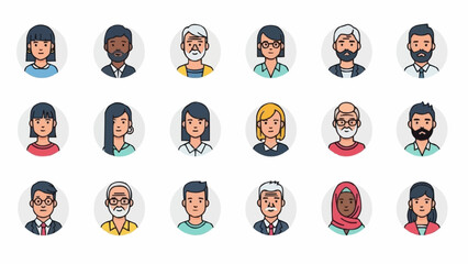 Diverse Group of People Avatars Representing Different Ages and Genders.