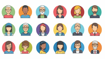 Diverse Group of People Avatars Representing Different Ages and Genders.