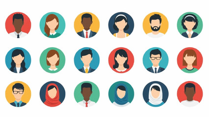 Diverse Group of People Avatars Representing Different Cultures and Genders.