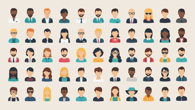 Diverse Group of People Avatars Representing Community and Connection.