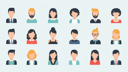 Diverse Group of People Avatars Representing Different Individuals.