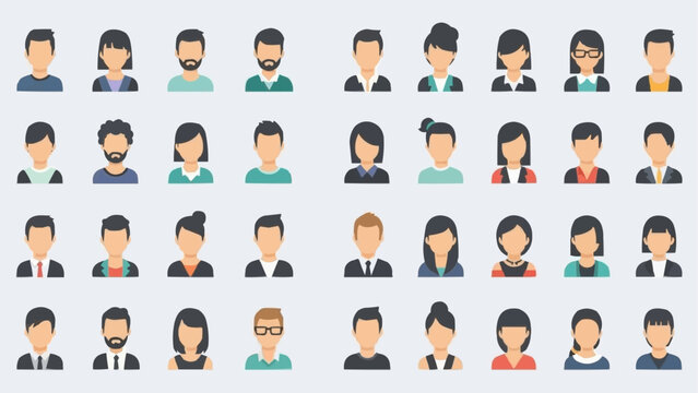 Diverse Group of People Avatars Representing Different Individuals.