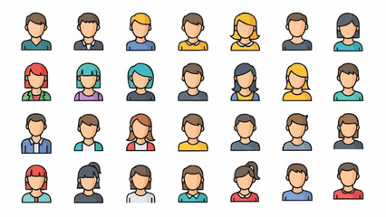 Diverse Group of People Icons Representing Various Individuals.