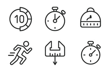 Set of speed and timer icons for sport activity