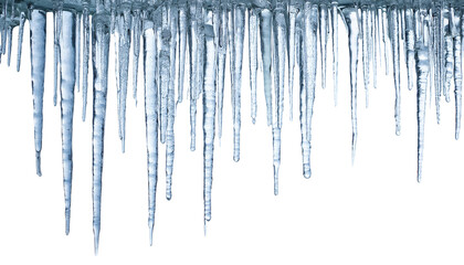 Des stalactites de glace qui tombent.
