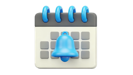 3D Calendar with Notification Bell Icon