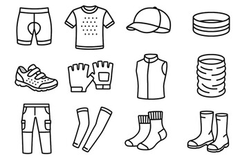 Sleeves cap padded bicycle ventilated icon reflective band icons apparel cycling vector