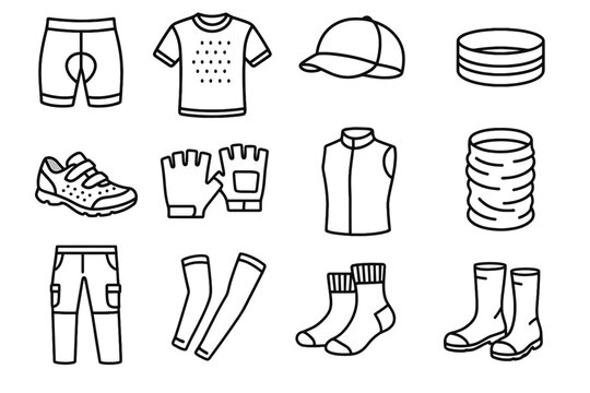 Sleeves cap padded bicycle ventilated icon reflective band icons apparel cycling vector