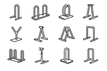 Vector floor cradle hub adjustable rack wheel stand holder icons icon bike