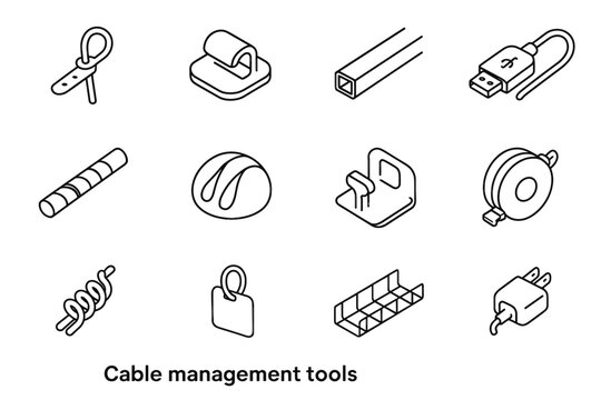 Icons icon holder tie cable vector management usb silicone pod reel twist