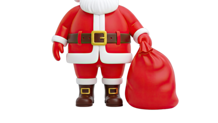 Cartoon Santa Claus with Red Gift Bag