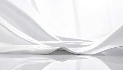 Obraz premium Soft white fabric draped gracefully, reflecting light and creating gentle shadows