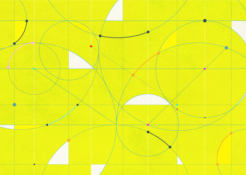 Abstract Math Geometry Diagram with Lime Green Background