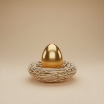 . 둥지 속에서 빛나는 황금 알과 성공의 상징 golden egg in a nest as a symbol of success and wealth