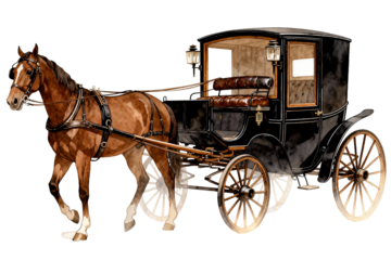 Vintage Horse-Drawn Carriage with Brown Horse