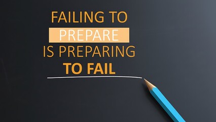 Failing to prepare is preparing to fail motivational quote with pencil