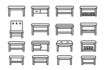 Lid bench short entry icon combo shelf small vector basket icons