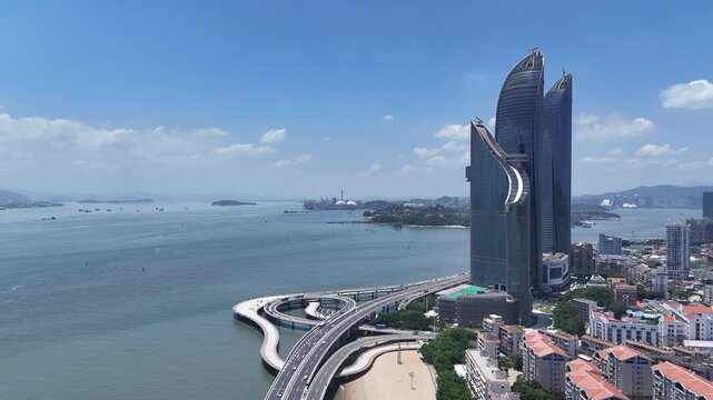 Xiamen Twin Towers Aerial Landmark Photography, Fujian China