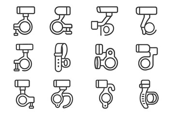 Seatpost handlebar holder bike vector strap reflector basket light icon rotating