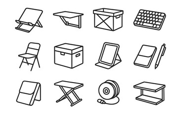 Side vector icon foldable wrap laptop stand compact notebook folding icons workspace