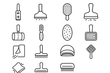 Nozzle vacuum hair removal collecting static lint icon pet comb vector sponge