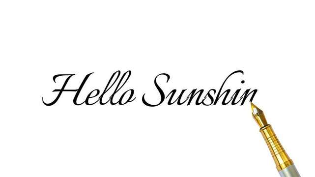 4k animation elegant 'hello sunshine' text perfect for positive branding, marketing, social media, and uplifting digital content creation