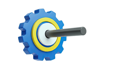 3D Render of a Blue Gear with a Rod