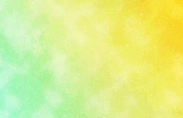 黄色と緑の水彩テクスチャ背景　グラデーション