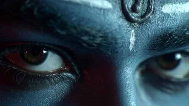 Close-up of Lord Shiva s Face with Emphasis on Eyes and Third Eye for Maha Shivaratri Celebrations