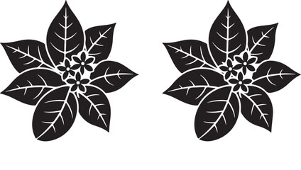 Obraz premium Minimalist Black Floral Silhouettes of Poinsettia Leaves and Blossoms