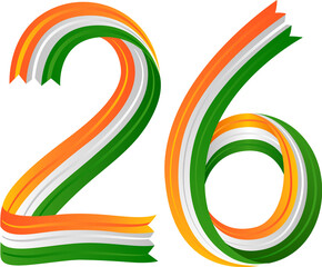 Creative 26 January Republic Day Tricolour Number Design