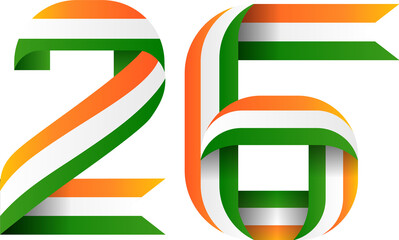 Creative 26 January Republic Day Tricolour Number Design