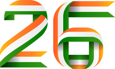 Creative 26 January Republic Day Tricolour Number Design
