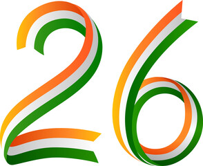 Creative 26 January Republic Day Tricolour Number Design