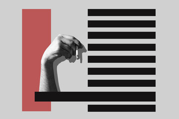 Collage with a male hand holding cigarette	