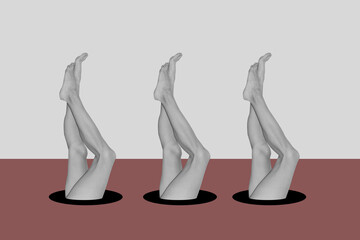 Collage with a female legs	