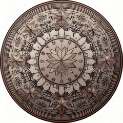 Fototapeta premium Ornate bronze disc with stars and floral patterns