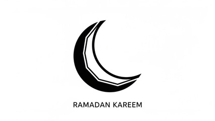 Ramadan Kareem Crescent Moon Symbol on White Background