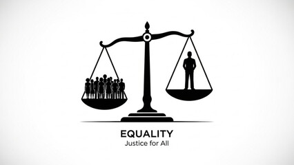 Equality Scale Balancing People and Man Silhouette Justice for All