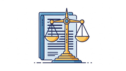 Golden Scales of Justice on Legal Document Illustration