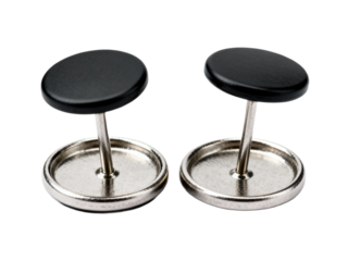 Two Black Round Stud Earrings with Metal Posts