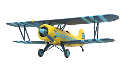 Yellow and Blue Biplane